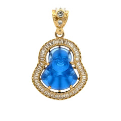 Pendant CZ Halo Seated Blue Buddha 39 10K