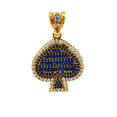 Pendant CZ-Iced Big Blue Spades 37 10K