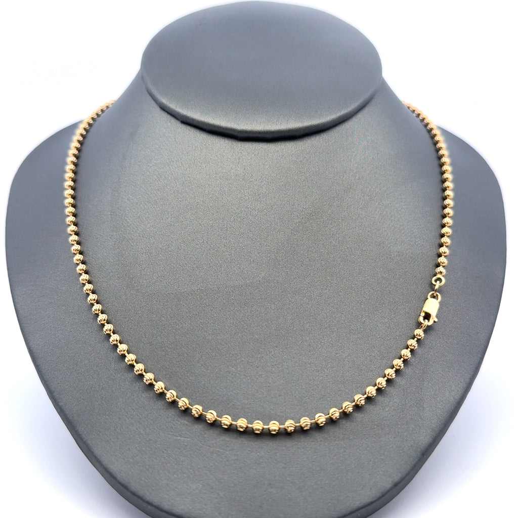 Chain Faceted Military Bead Ball 2.5mm 20" 10K
