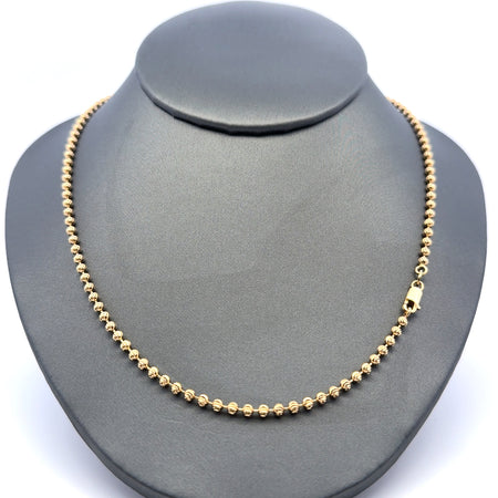Chain Faceted Military Bead Ball 2.5mm 18" 10K