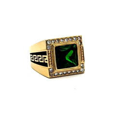 Ring Men's Big Central Stone & CZ Accents 9.5 4mm 10K