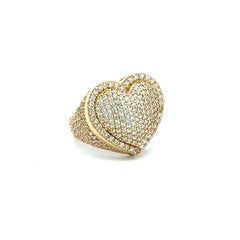 Ring CZ-Iced Big Puff Heart 6.5 3.5mm 10K