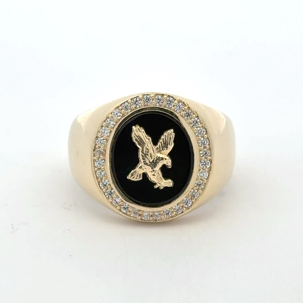 Ring Eagle on Onyx & CZ 11 5mm 10K