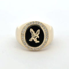 Ring Eagle on Onyx & CZ 11 5mm 10K