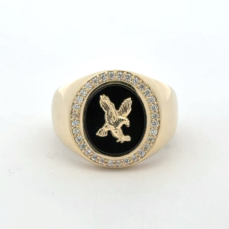 Ring Eagle on Onyx & CZ 11 5mm 10K