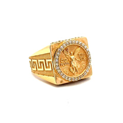 Ring Mexican 'Centenario' Style with CZ 11 3.5mm 10K
