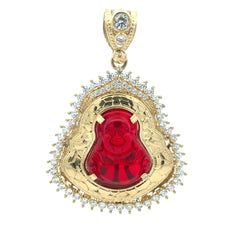 Pendant CZ Halo Seated Wine Buddha 50 10K