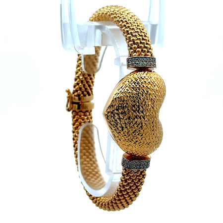 Bracelet Jessica with Rough Textured Heart & CZ 8.5mm 7.5" 10K