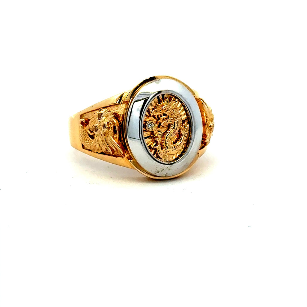 Ring Dragon & CZ 11.5 4.5mm 14K
