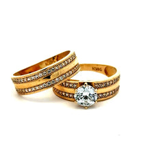 Ring CZ Engagement Duo Set 7 9mm 14K
