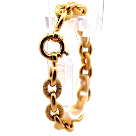 Bracelet Oval Textured Link 10.5mm 7" 14K