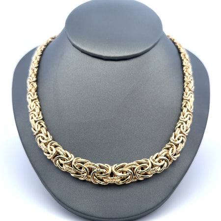 Necklaces Textured Byzantine Princess Cut 11.5mm 18" 10K