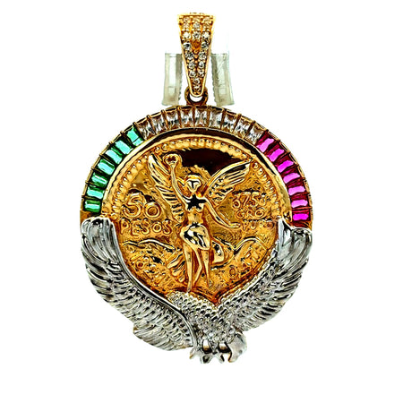 Pendant Mexican 'Centenario' Style with CZ 46.5 14K