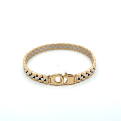 Bracelet Two-Tone Brick Link White 6mm 8.5" 14K