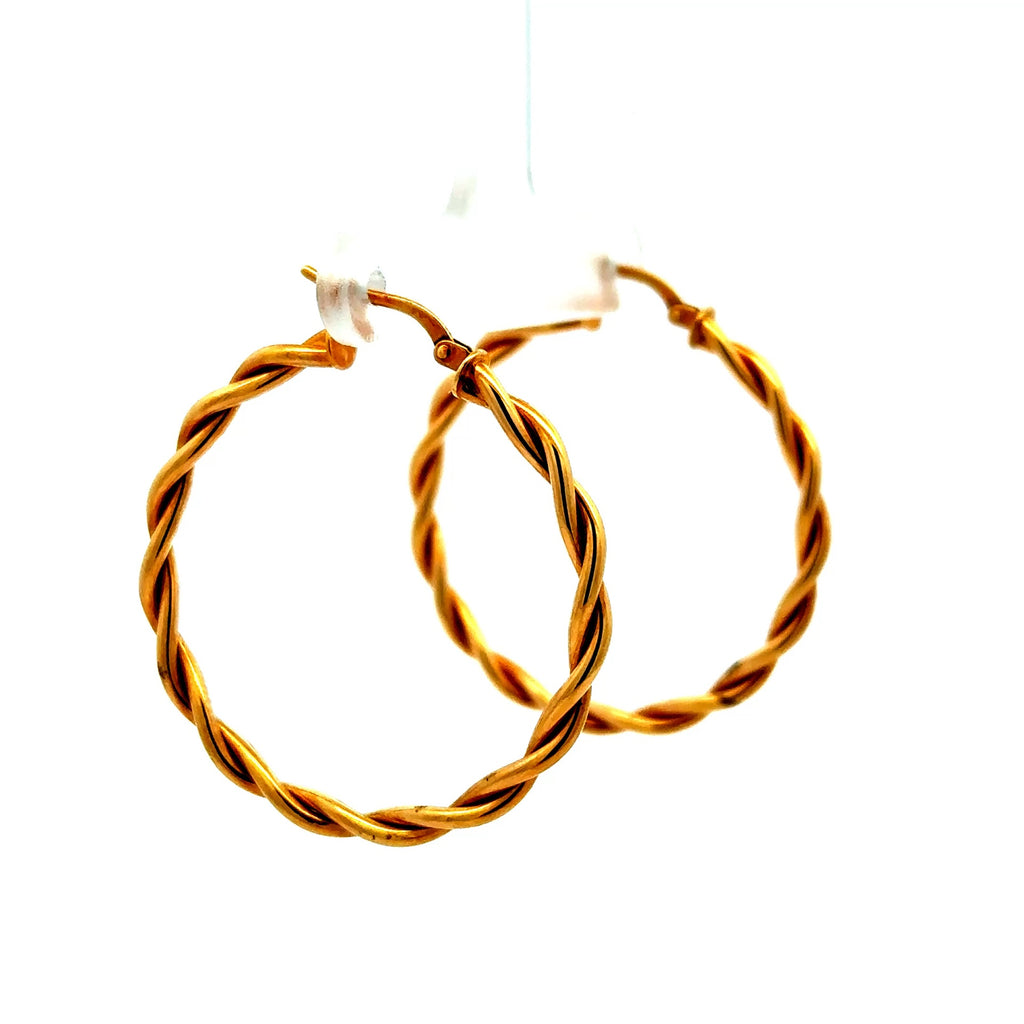 Earrings Twisted Hoops 36.5 3mm 14K