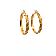 Earrings Striped Textured Hoops 30 3.5mm 14K