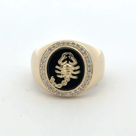 Ring Scorpion on Onyx & CZ 11 5mm 10K