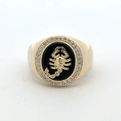Ring Greek Key and Onyx 10.5 4mm 10K