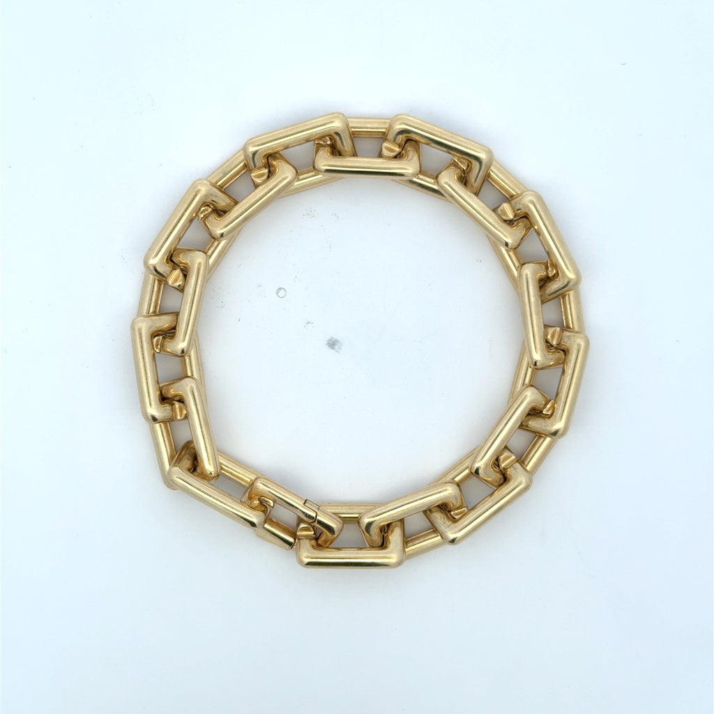 Bracelet Big Rectangular Link 10.5mm 7" 10K