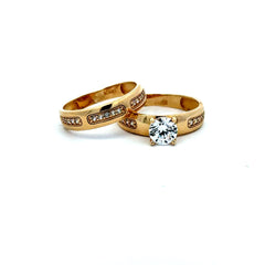 Ring CZ Bridal Set 7.5 7mm 14K
