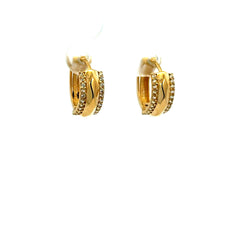 Earrings Huggie with CZ 13.5 5.5mm 10K