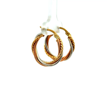 Earrings Twisted Textured Hoops 22.5 3.5mm 14K