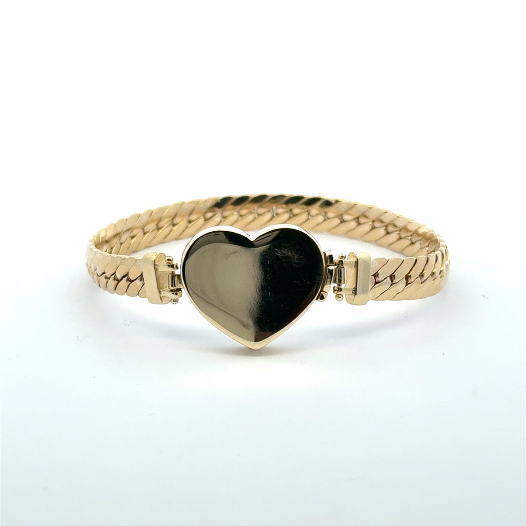 Bracelet Flat Herringbone with Heart Lock 19mm 7" 10K