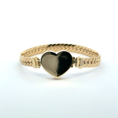 Bracelet Flat Herringbone with Heart Lock 19mm 7" 10K