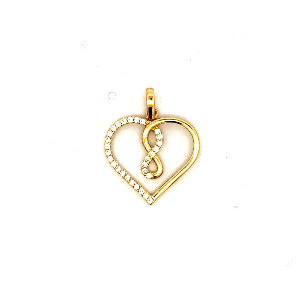 Pendant Endless Heart with CZ 23 10K