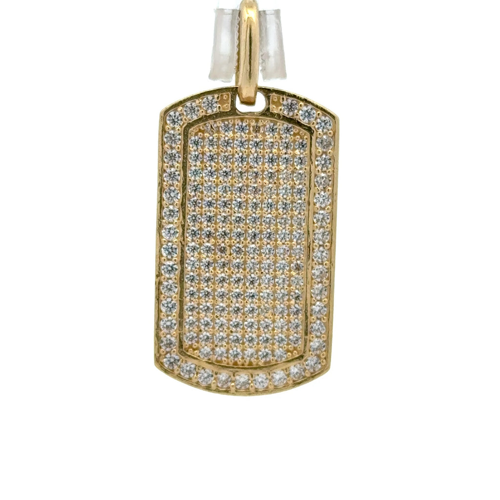 Pendant CZ-Iced Dog Tag 37.5 10K