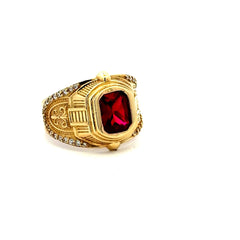 Ring Men's Big Central Stone & CZ Accents 10 4.5mm 10K