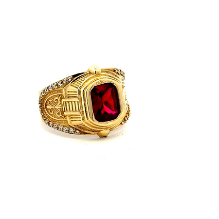 Ring Men's Big Central Stone & CZ Accents 10 4.5mm 10K