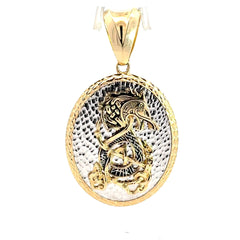Pendant Two-Tone Oval Runic Dragon Medallion 60 10K