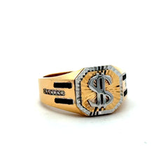 Ring Dollar Sign with CZ 12 5mm 14K