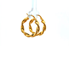 Earrings Twisted Textured Hoops 24.5 4mm 14K
