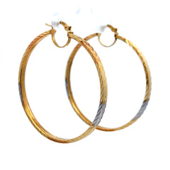 Earrings Three-Tone Textured Hoops 53.5 3.5mm 14K