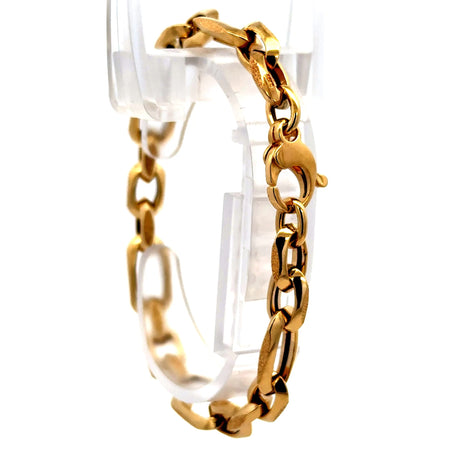 Bracelet Textured Hollow Figaro 7mm 7.5" 14K