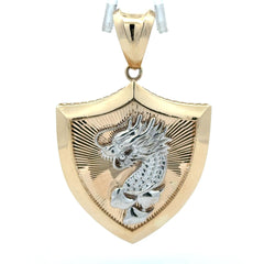 Pendant Dragon on Shield Two-Tone 59 10K