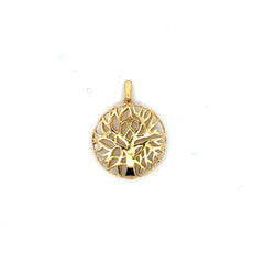 Pendant Openwork Tree of Life Puff Medallion 26 14K