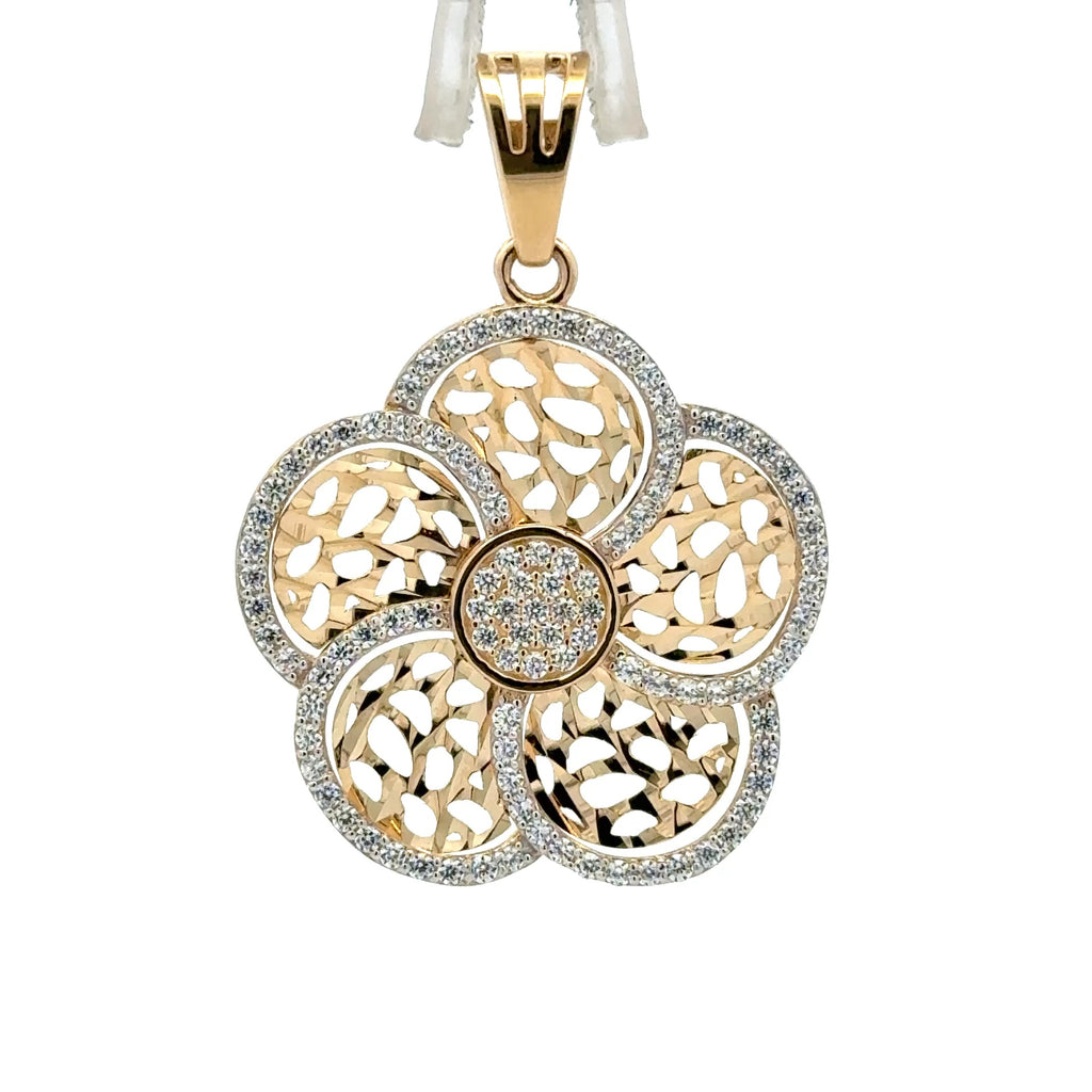 Pendant Openwork Daisy-Shaped Medallion with CZ 37 10K