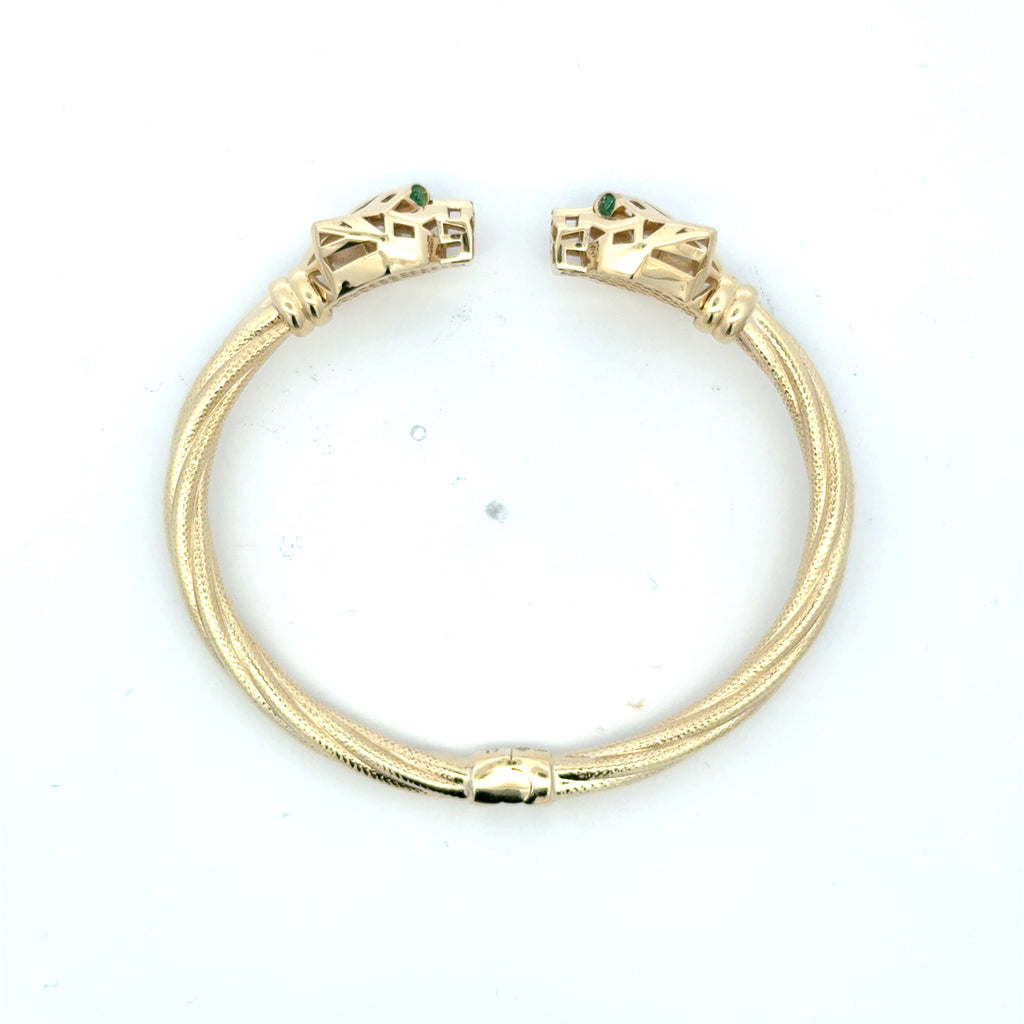 Bangle Hollow Twisted Panther Heads 18 4.5mm 10K