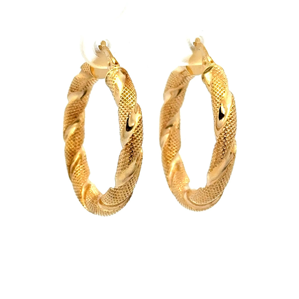Earrings Twisted Textured Hoops 27.5 4mm 10K