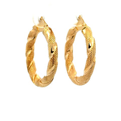Earrings Twisted Textured Hoops 27.5 4mm 10K