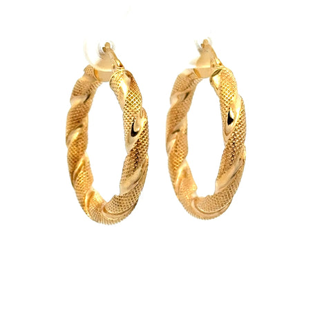 Earrings Twisted Textured Hoops 27.5 4mm 10K