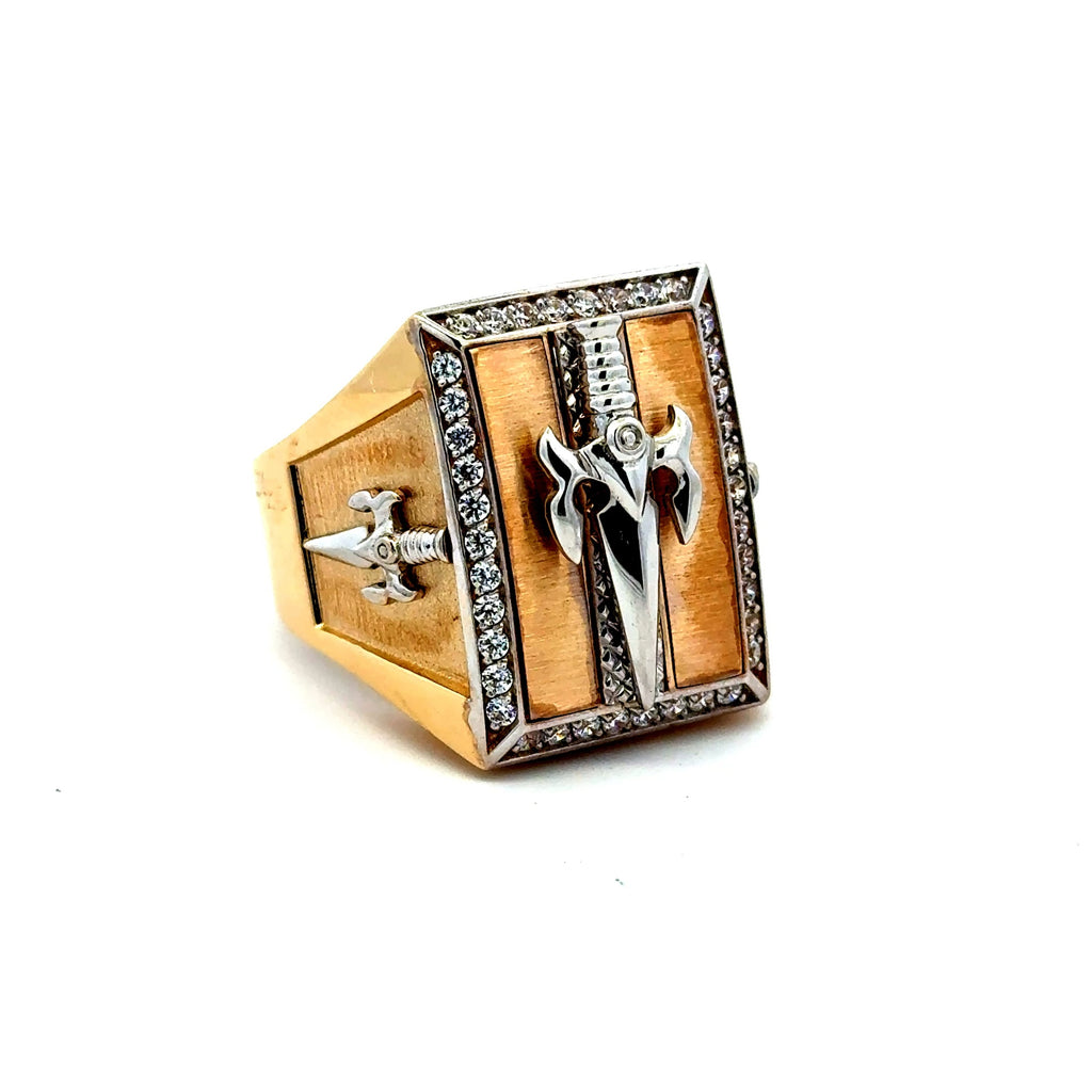 Ring Alexander’s Sword Shield with CZ 12 7mm 10K