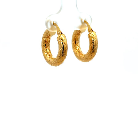Earrings Textured Hoops 19.5 4mm 10K