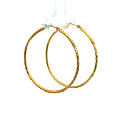 Earrings Textured Hoops 39 1.5mm 10K
