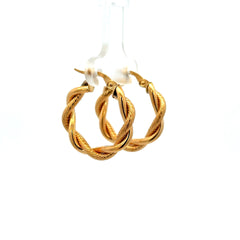 Earrings Twisted Textured Hoops 23.5 4mm 10K