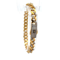 Bracelet Monaco CZ Half Iced 8mm 8" 14K