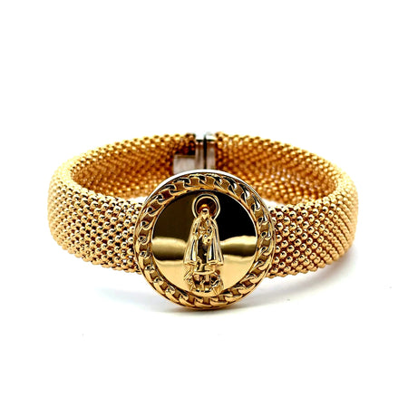 Bracelet Jessica with Religious Medallion 15mm 7.5" 14K